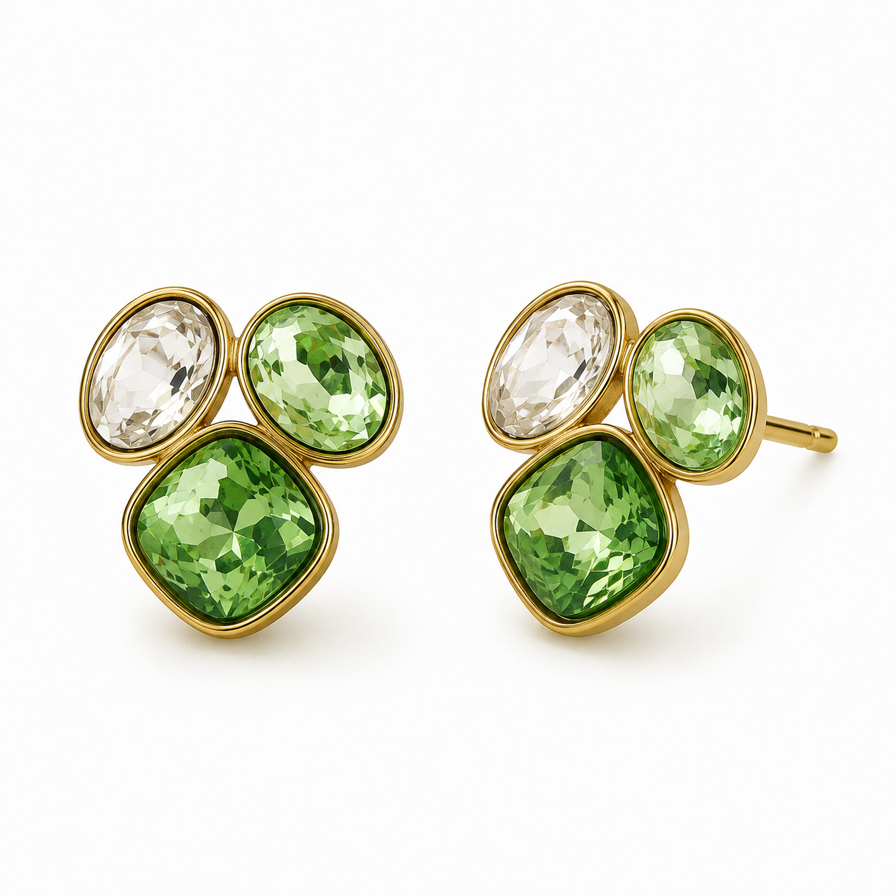 Sugar Gem Earrings χρυσά ατσάλινα σκουλαρίκια με πολύχρωμα κρύσταλλα από τη So Cute by Dimi