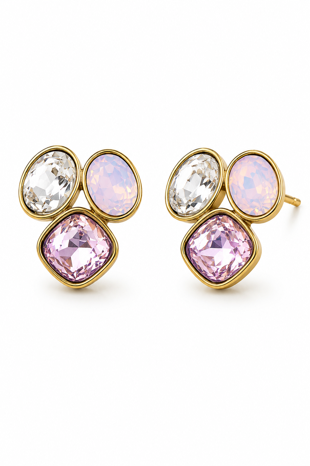 Sugar Gem Earrings χρυσά ατσάλινα σκουλαρίκια με πολύχρωμα κρύσταλλα από τη So Cute by Dimi