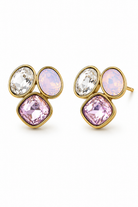 Sugar Gem Earrings χρυσά ατσάλινα σκουλαρίκια με πολύχρωμα κρύσταλλα από τη So Cute by Dimi