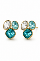 Sugar Gem Earrings χρυσά ατσάλινα σκουλαρίκια με πολύχρωμα κρύσταλλα από τη So Cute by Dimi