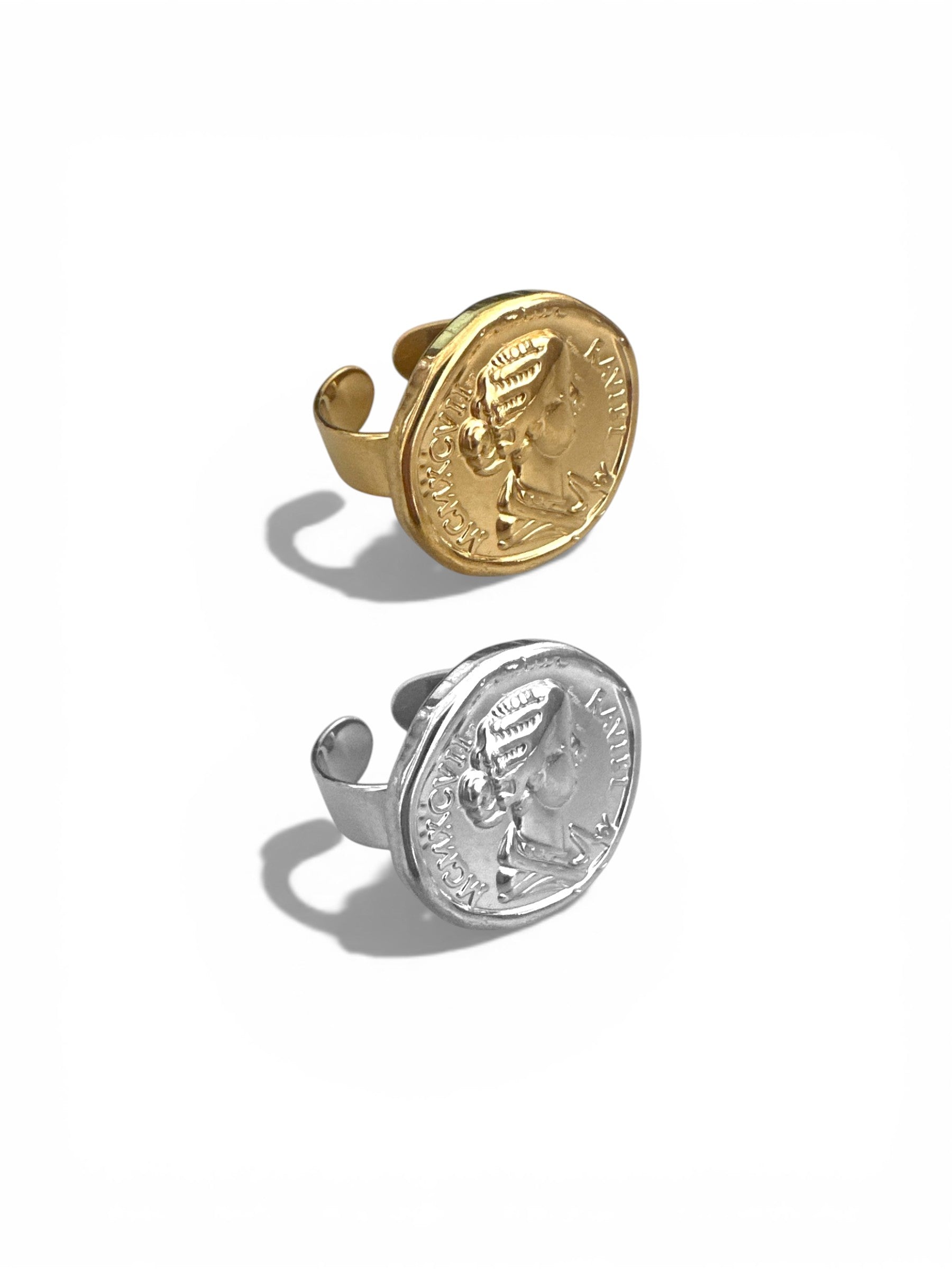 Ατσάλινο δαχτυλίδι λίρα coin design one size 1-503-0920 So Cute by Dimi