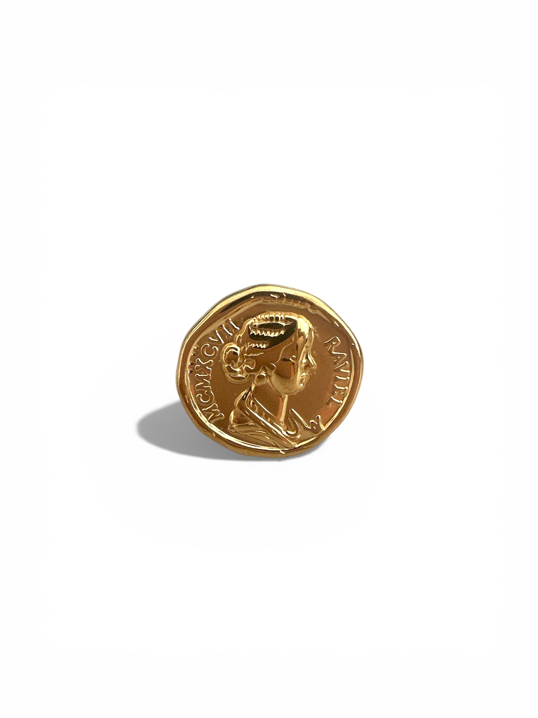 Ατσάλινο δαχτυλίδι λίρα coin design one size 1-503-0920 So Cute by Dimi
