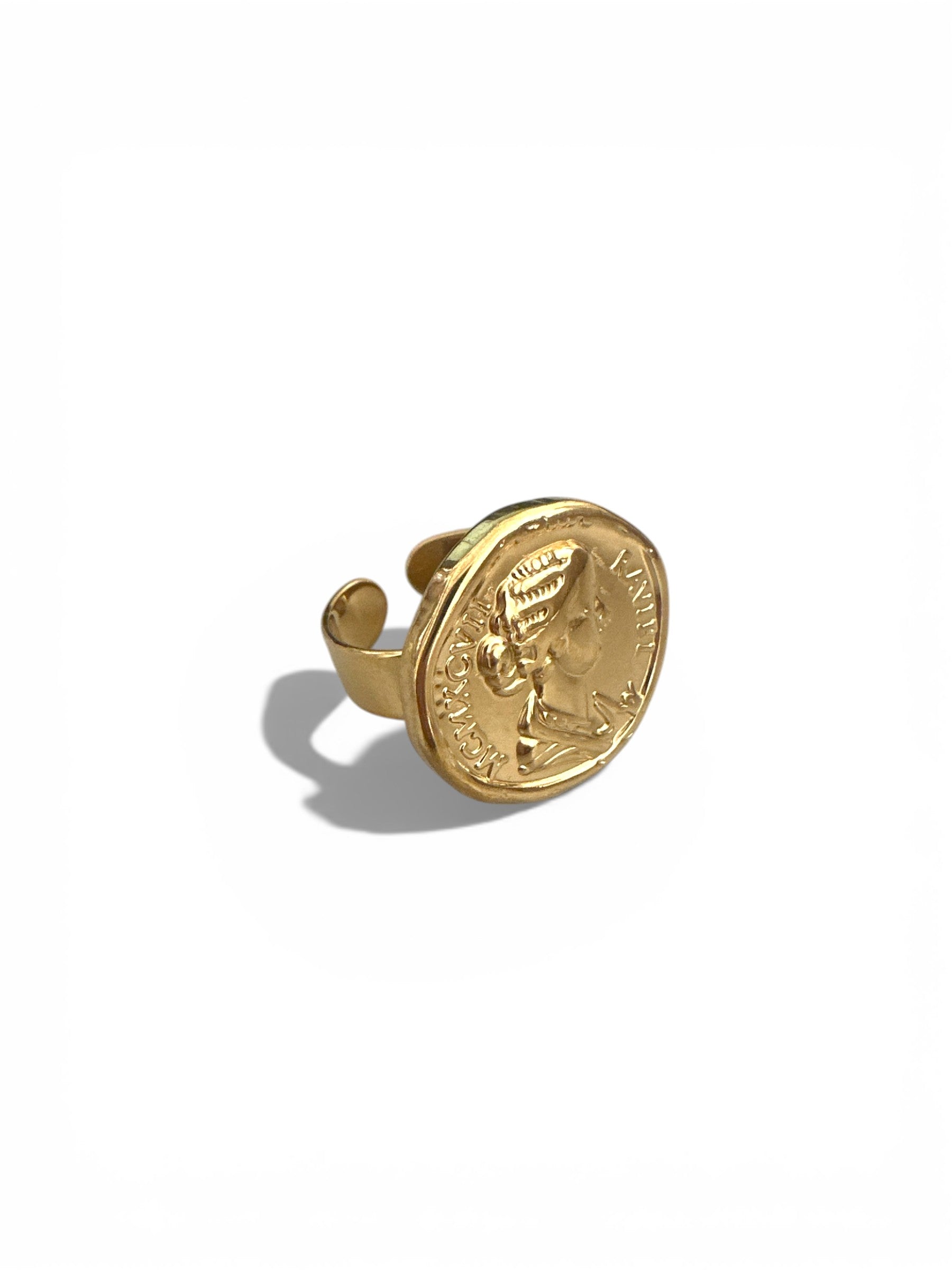 Ατσάλινο δαχτυλίδι λίρα coin design one size 1-503-0920 So Cute by Dimi