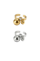 Sphere Drop Ring ατσάλινο δαχτυλίδι με μπίλια, σταγόνα και ζιργκόν σε χρυσό και ασημί – So Cute by Dimi