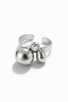 Sphere Drop Ring ατσάλινο δαχτυλίδι με μπίλια, σταγόνα και ζιργκόν σε χρυσό και ασημί – So Cute by Dimi