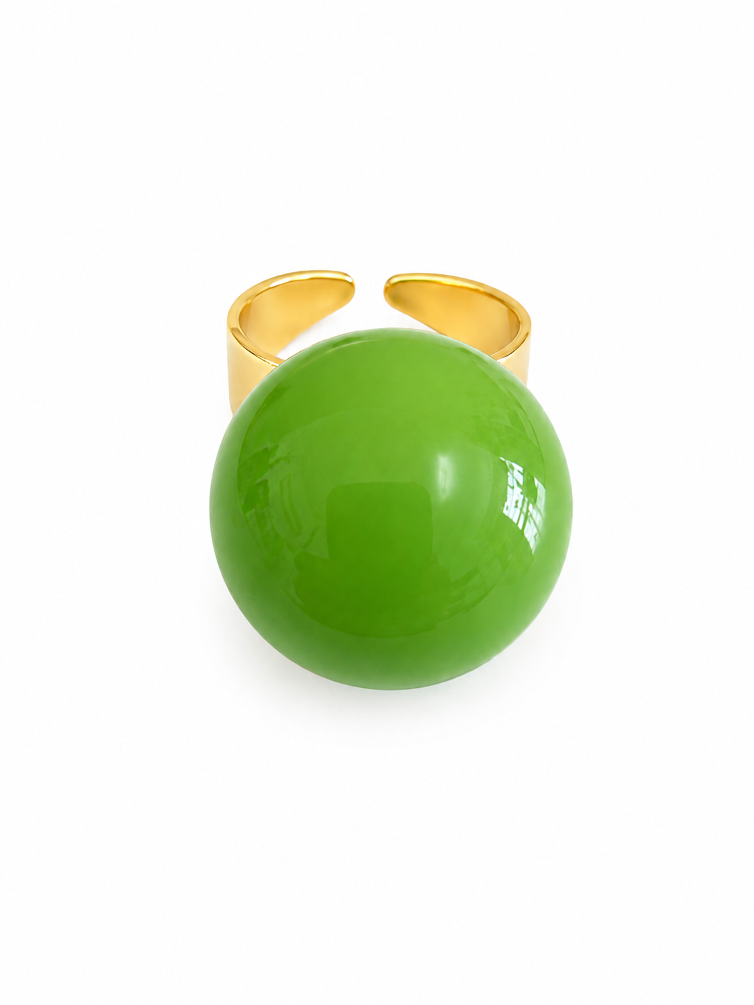 Bubble Pop ατσάλινο statement δαχτυλίδι με glossy σμάλτο σε ανοιχτό πράσινο, μπροστινή λήψη σε λευκό φοντο