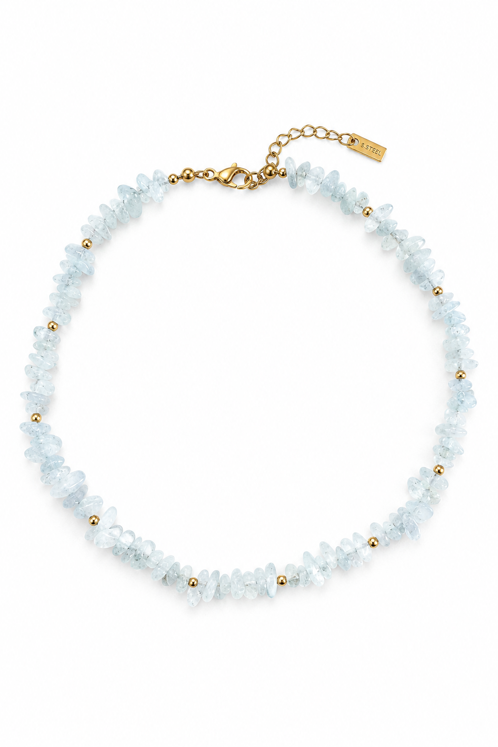 Aella Chips Necklace από φυσικές πέτρες chips και ανοξείδωτο ατσάλι σε γαλαζιο χρώμα | So Cute by Dimi