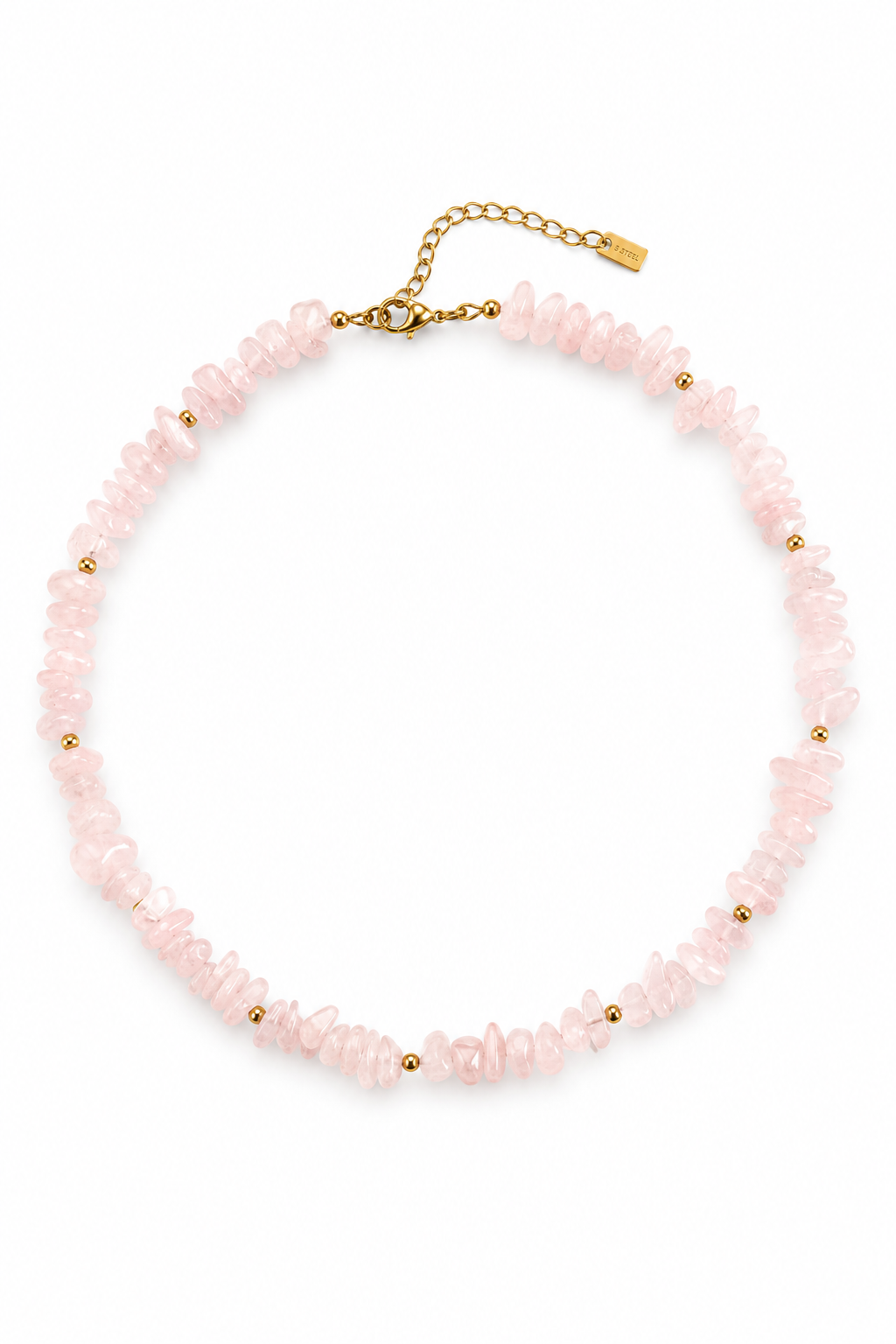 Aella Chips Necklace από φυσικές πέτρες chips και ανοξείδωτο ατσάλι σε ροζ χρώμα | So Cute by Dimi