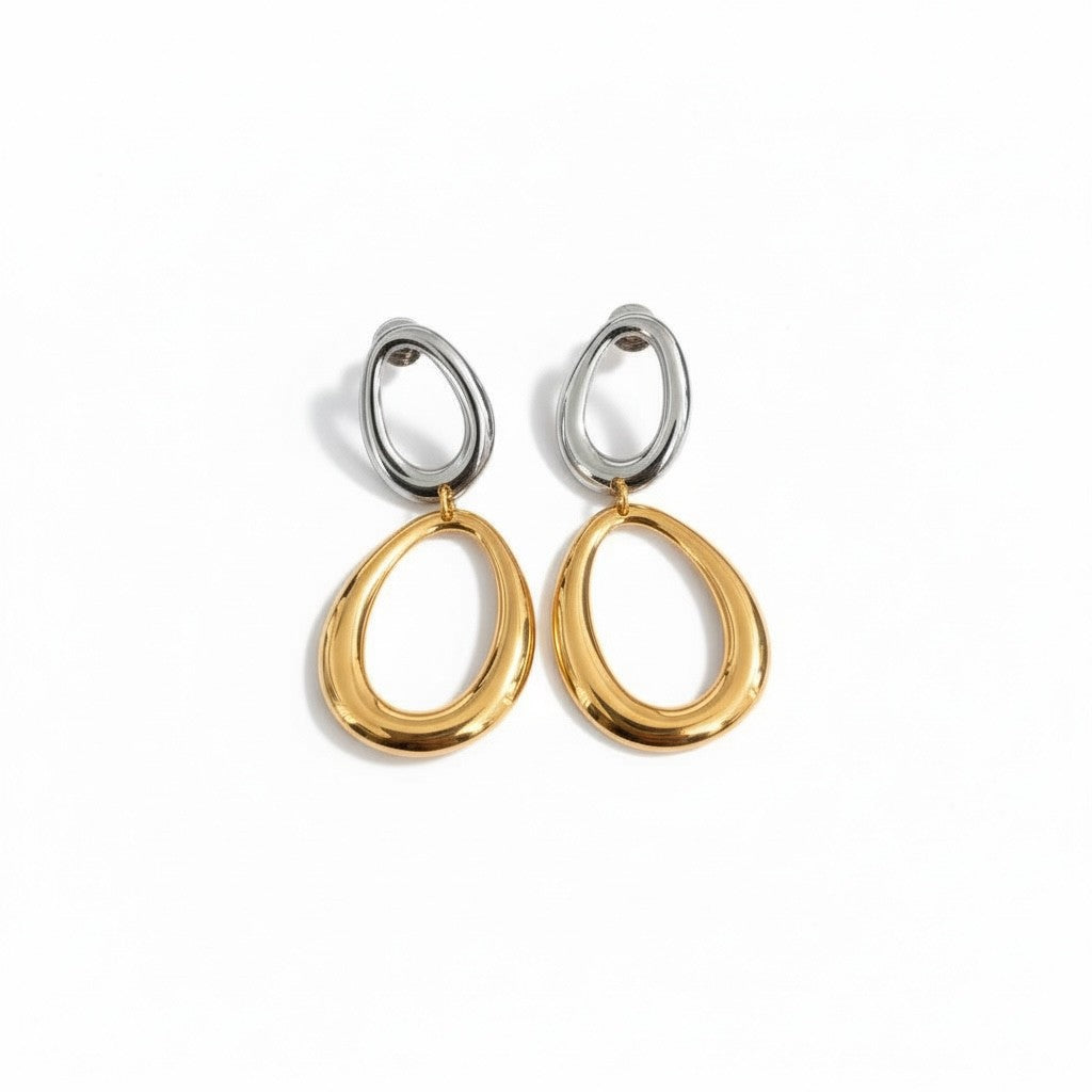 Slim Oval Drops ατσάλινα σκουλαρίκια 5,5 εκ λεπτό design So Cute by Dimi