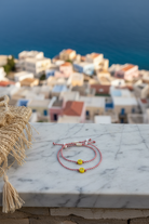 Βραχιόλι Μάρτης με ριγέ κορδόνι και κίτρινο χαμογελάκι από φίμο So Cute by Dimi