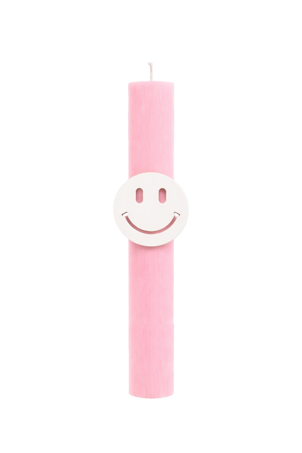 Αρωματική baby pink λαμπάδα 30εκ με πλεξιγκλάς smiley cutout για έφηβα κορίτσια