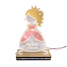 LED φωτιστικό πριγκίπισσα My little princess με διάφανη ακρυλική πλακέτα και ξύλινη βάση So Cute by Dimi