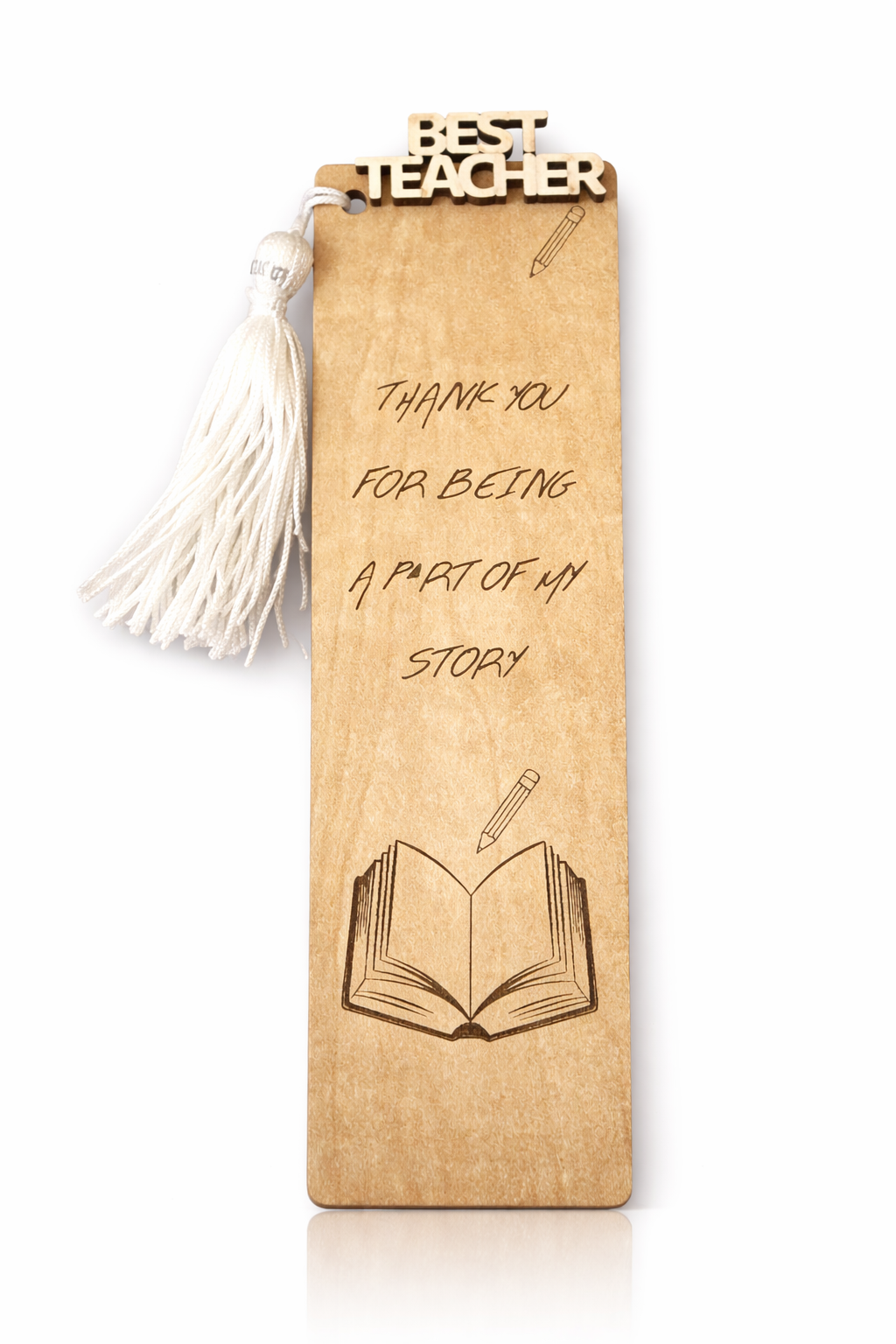 ξυλινος σελιδοδεικτης best teacher δωρο για δασκαλα με χαραξη και φουντα
