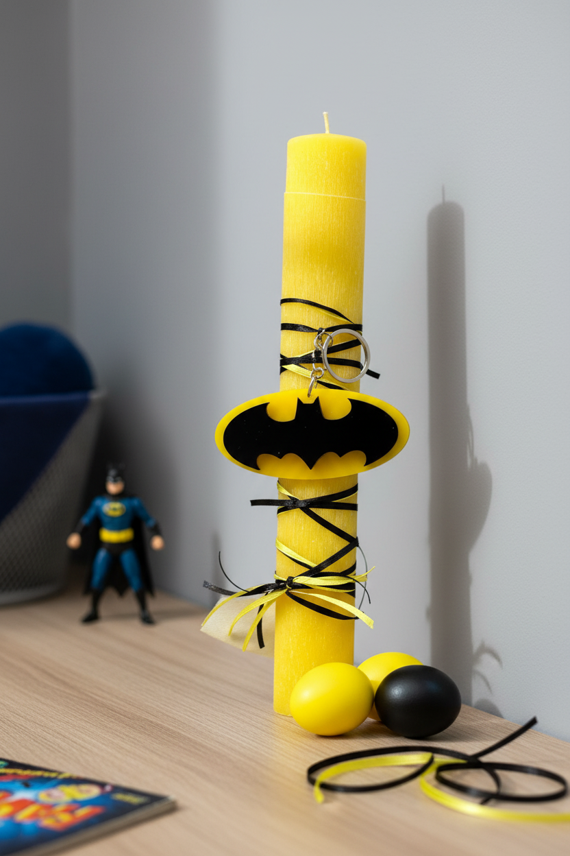 Λαμπάδα Batman με μπρελόκ πλεξιγκλάς So Cute by Dimi