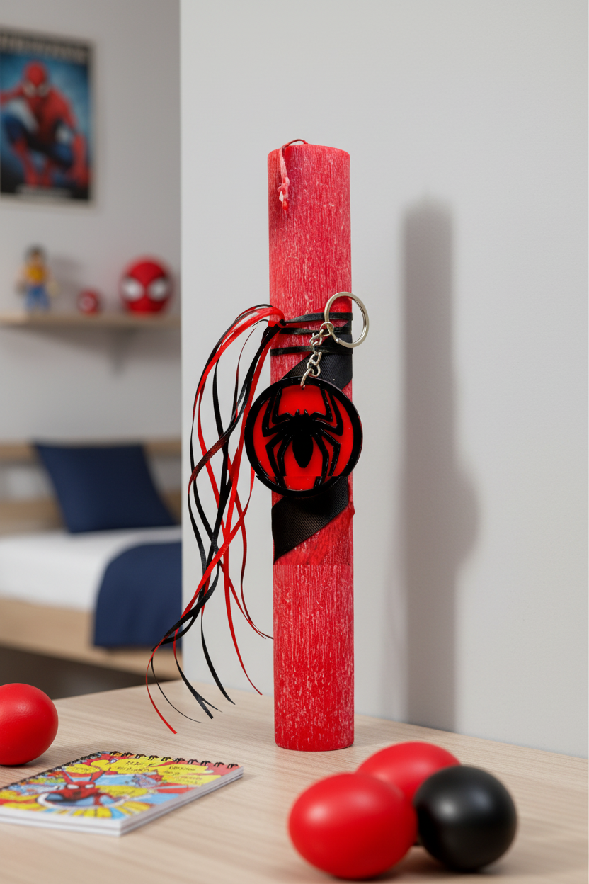 Λαμπάδα Spider 25εκ με μπρελόκ πλεξιγκλάς 