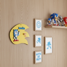 Ξύλινο επιτοίχιο ρολόι Sonic, μέρος πασχαλινού σετ με λαμπάδα, So Cute by Dimi