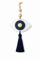 Atelier Mati Élan navy κρεμαστό ματάκι 10cm με ματ χρυσό καθρέφτη και navy φούντα