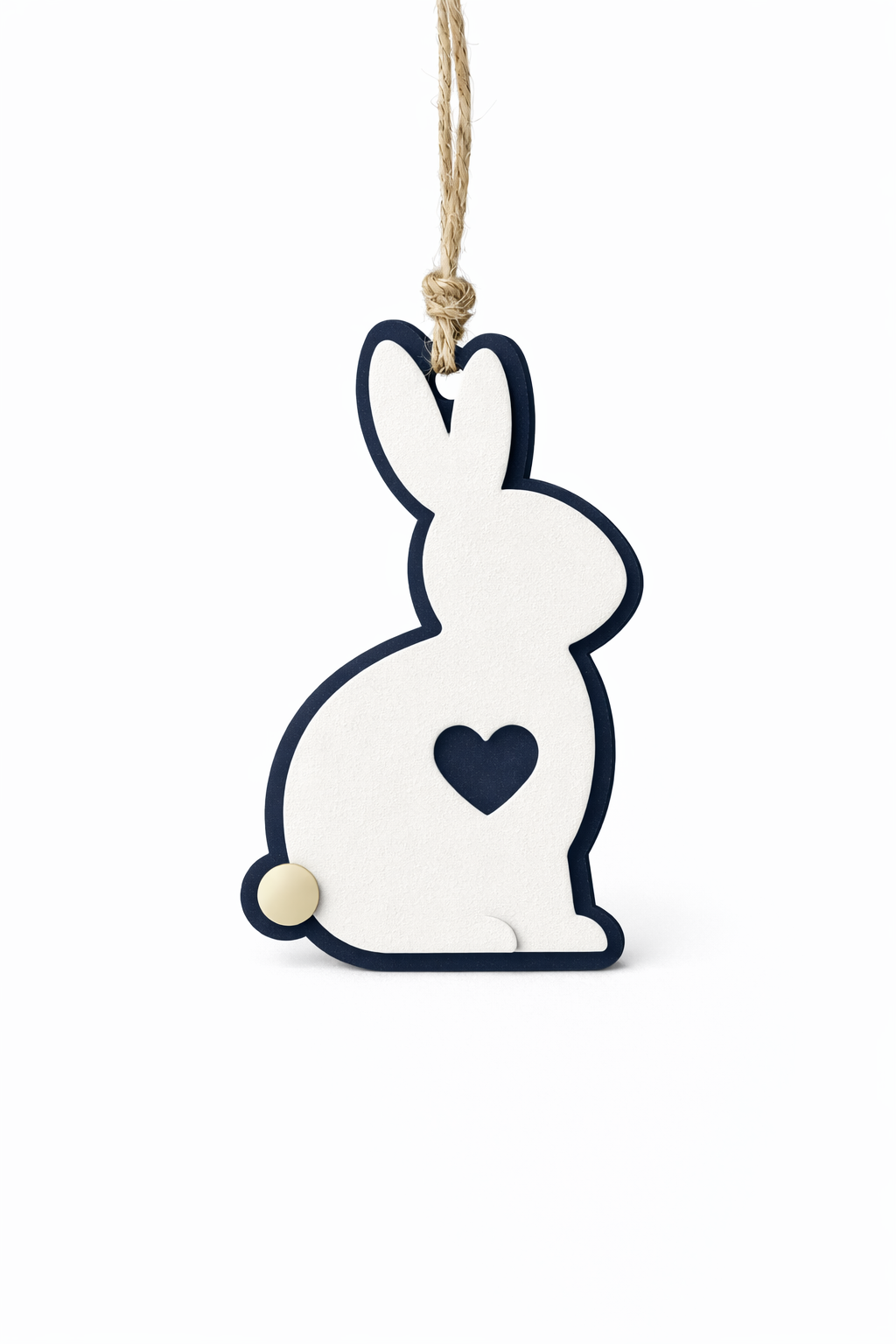 Minimal navy and white layered plexiglass Easter bunny basket insert with optional engraved mirror logo tag for corporate gifting