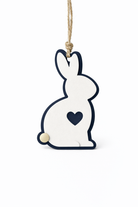 Minimal navy and white layered plexiglass Easter bunny basket insert with optional engraved mirror logo tag for corporate gifting