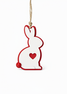 Minimal red and white layered plexiglass Easter bunny basket insert with optional engraved mirror logo tag for corporate gifting