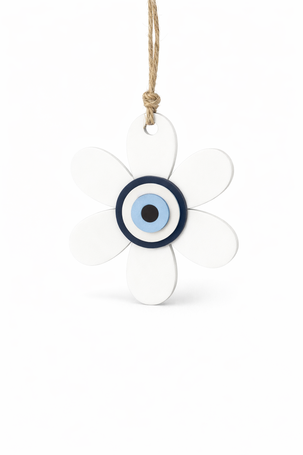 White plexiglass flower basket insert with layered evil eye detail for corporate Easter gifting