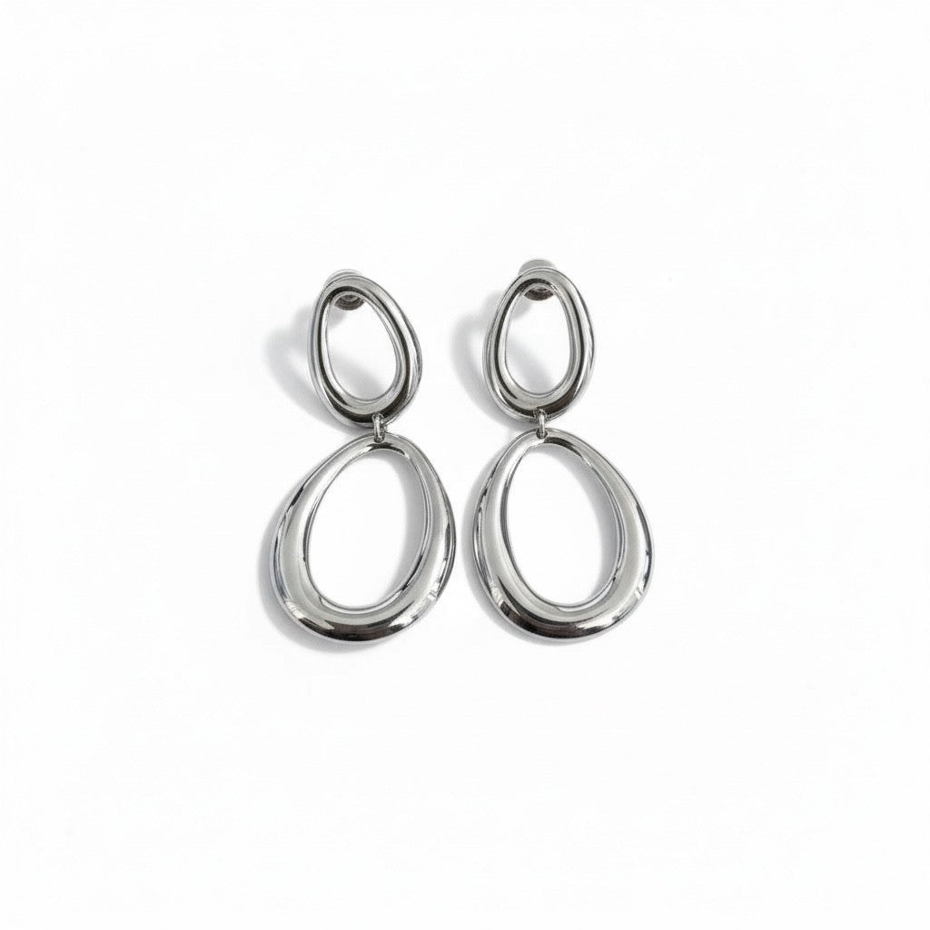 Slim Oval Drops ατσάλινα σκουλαρίκια 5,5 εκ λεπτό design So Cute by Dimi