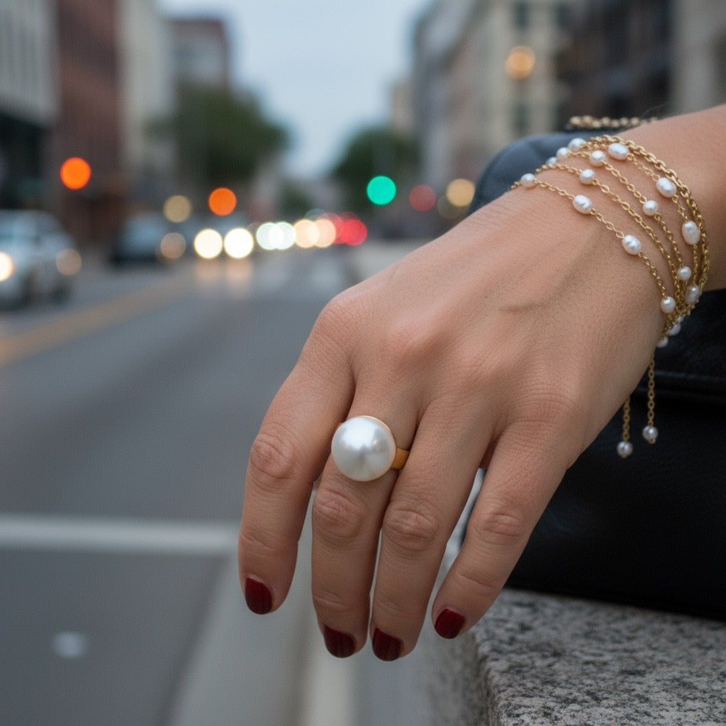 Pearl Dome Ring – Ατσάλινο Δαχτυλίδι με Μεγάλη Πέρλα | So Cute by Dimi