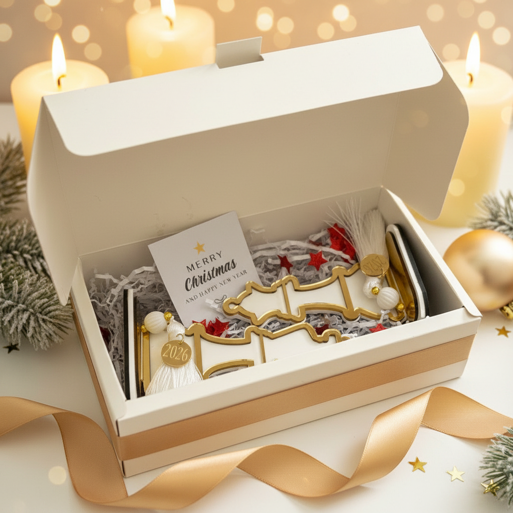 Luxury gift set με γούρια Βασιλιάς και Βασίλισσα σκακιού σε λευκό-χρυσό μέσα σε πολυτελές κουτί · So Cute by Dimi