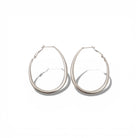 Sleek Oval Hoops 4 cm λεπτά oval σκουλαρίκια κρίκοι από ανοξείδωτο ατσάλι σε ασημί