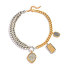 Statement κολιέ chain link με multi charms σε διχρωμία χρυσό και ασημί So Cute by Dimi