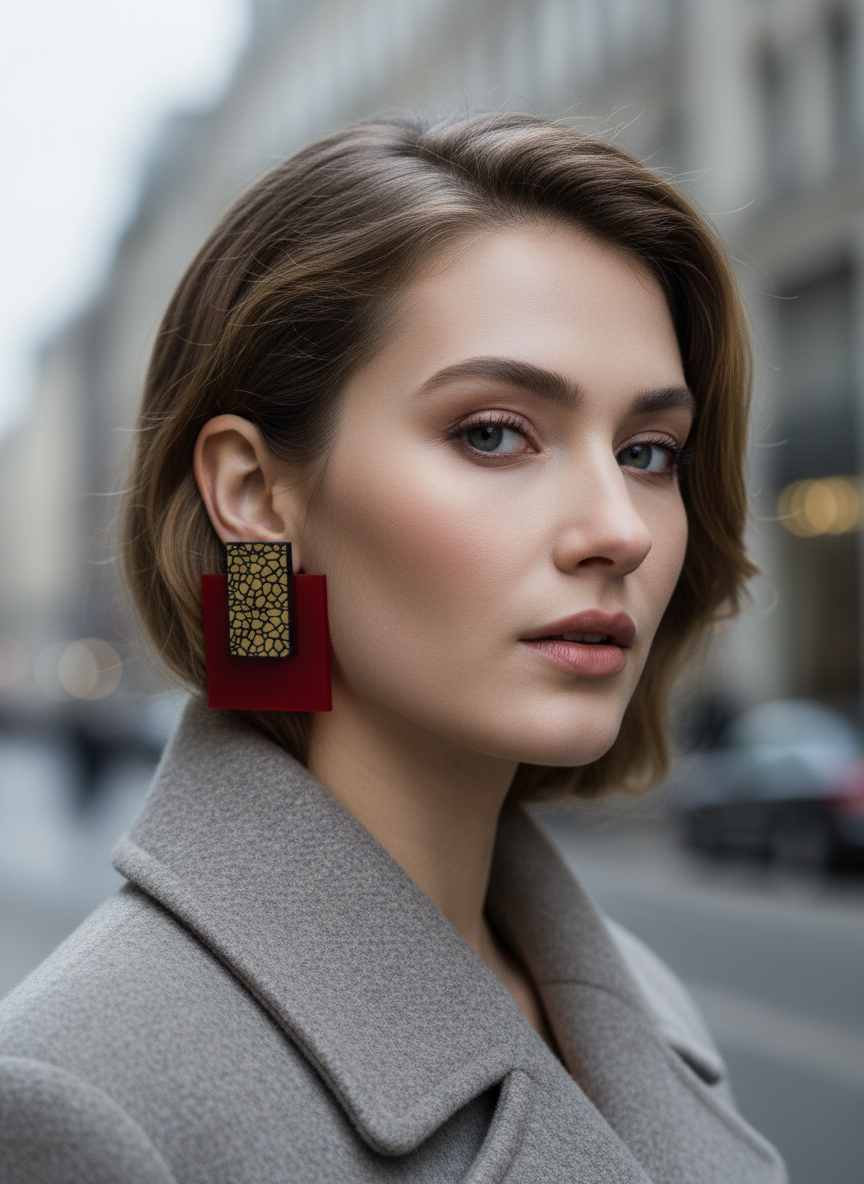 Alessandra earrings plexiglass τετράγωνα σκουλαρίκια με stone effect – So Cute by Dimi