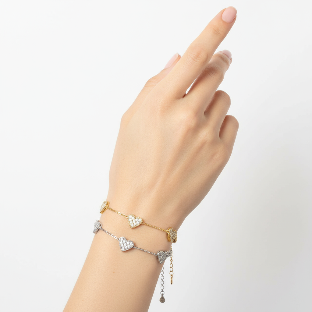 💖 Crystal Hearts Bracelet - So Cute by Dimi
