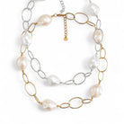 Κολιέ “Pearl Fusion” με baroque πέρλες από ατσάλι σε χρυσό ή ασημί – So Cute by Dimi