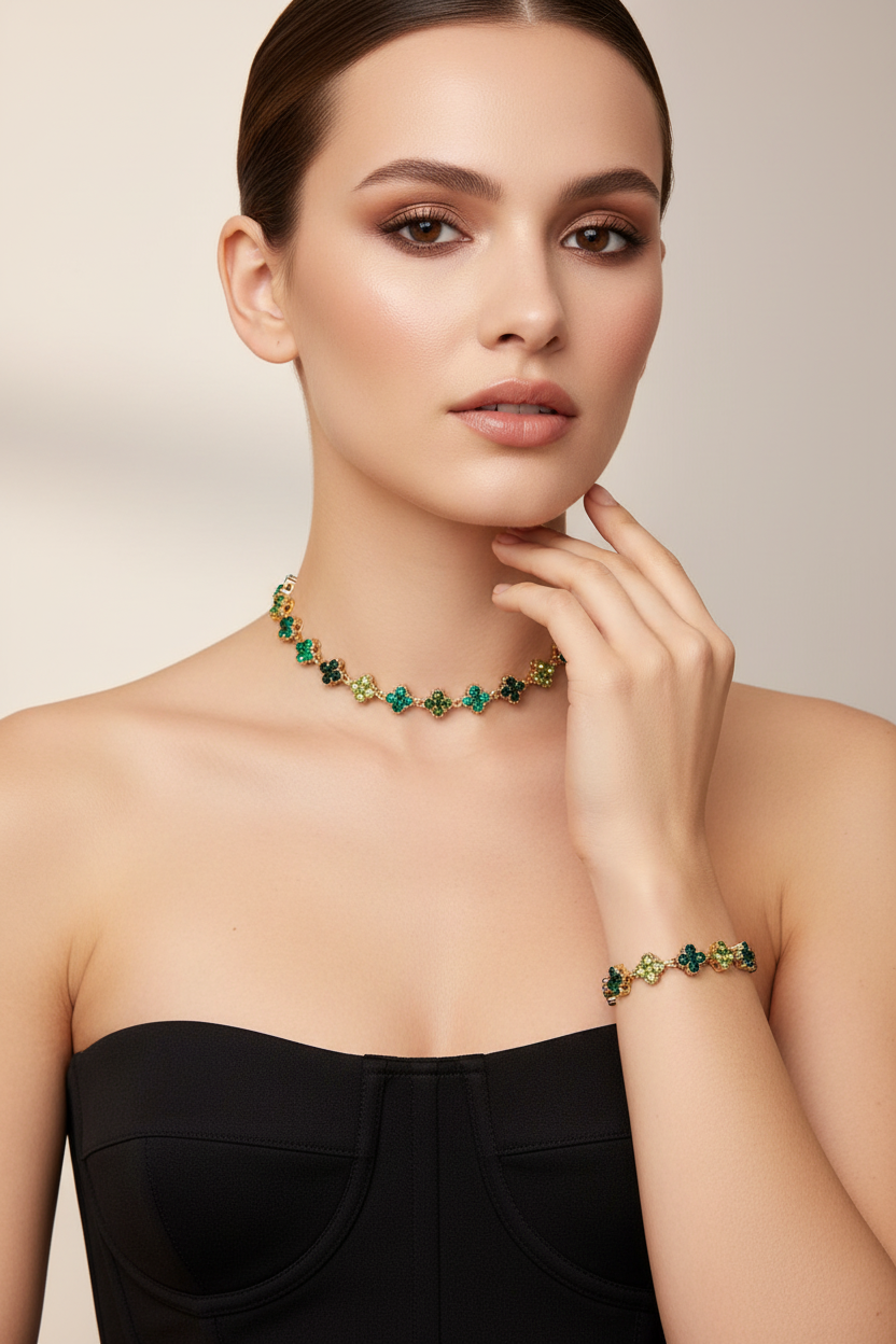 Crystal Cross Choker and Crystal Cross Bracelet – Κολιέ Τσόκερ και βραχιόλι με Σταυρούς Ζιργκόν - So Cute by Dimi