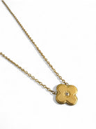 Lucia Clover Necklace – Ατσάλινο Κολιέ με Τετράφυλλο Μοτίφ & Ζιργκόν - So Cute by Dimi