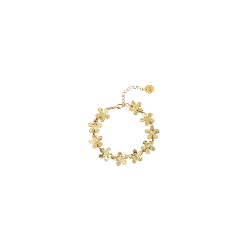 Floral chain bracelet από ανοξείδωτο ατσάλι με λουλούδια σε χρυσό και ασημί So Cute by Dimi