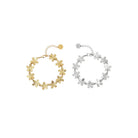 Floral chain bracelet από ανοξείδωτο ατσάλι με λουλούδια σε χρυσό και ασημί So Cute by Dimi