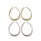 Sleek Oval Hoops 4 cm λεπτά oval σκουλαρίκια κρίκοι από ανοξείδωτο ατσάλι σε χρυσό και ασημί