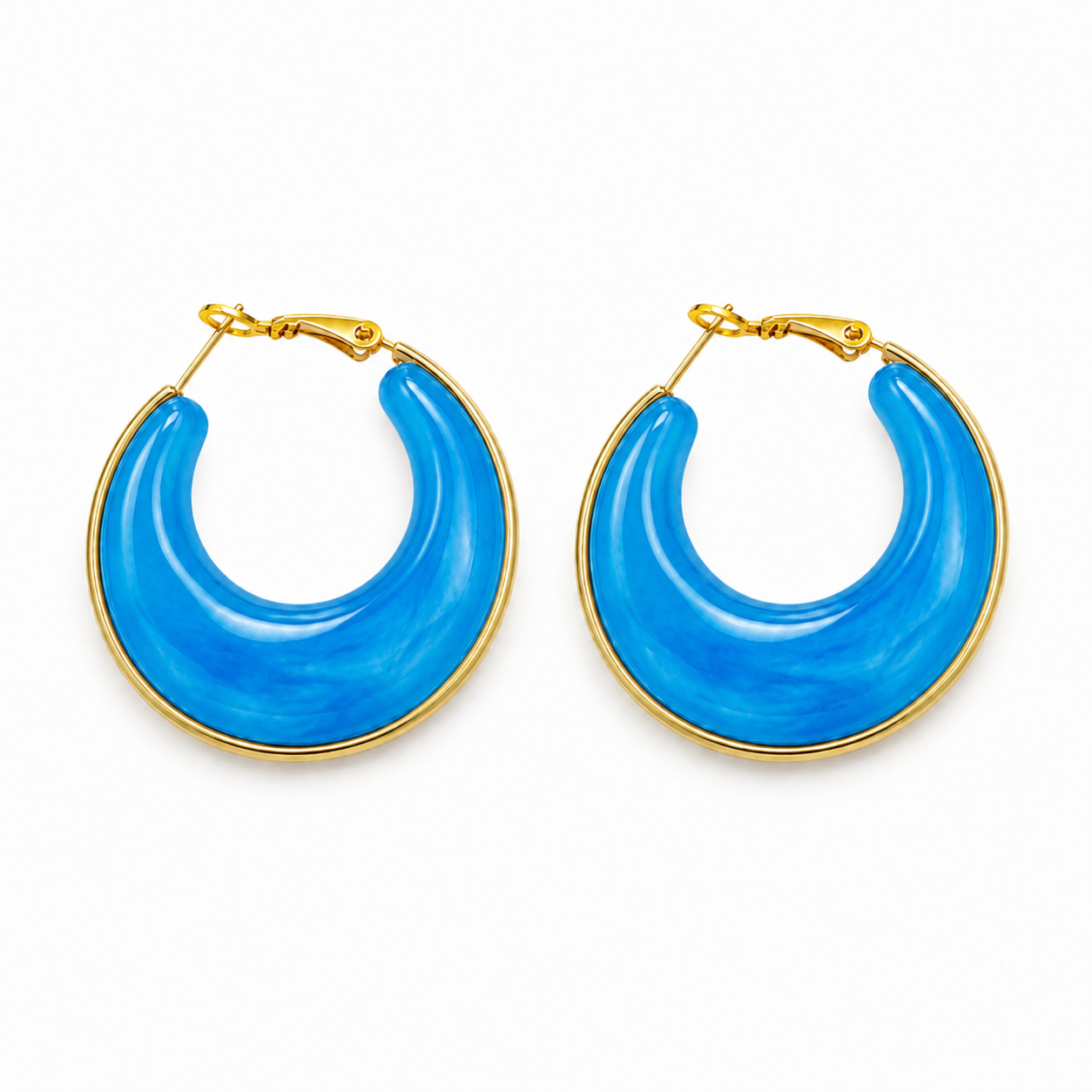 Aquarelle Resin Hoops σε Blue από ρητίνη και ατσάλι σε λευκό φόντο