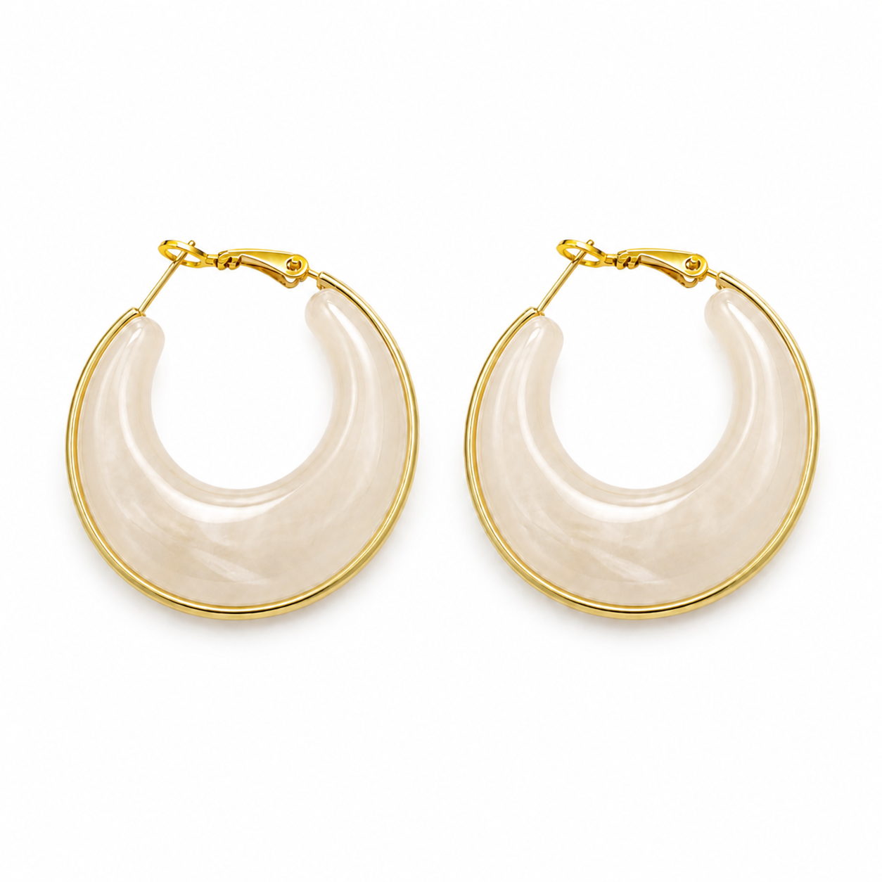Aquarelle Resin Hoops σε Ivory από ρητίνη και ατσάλι σε λευκό φόντο