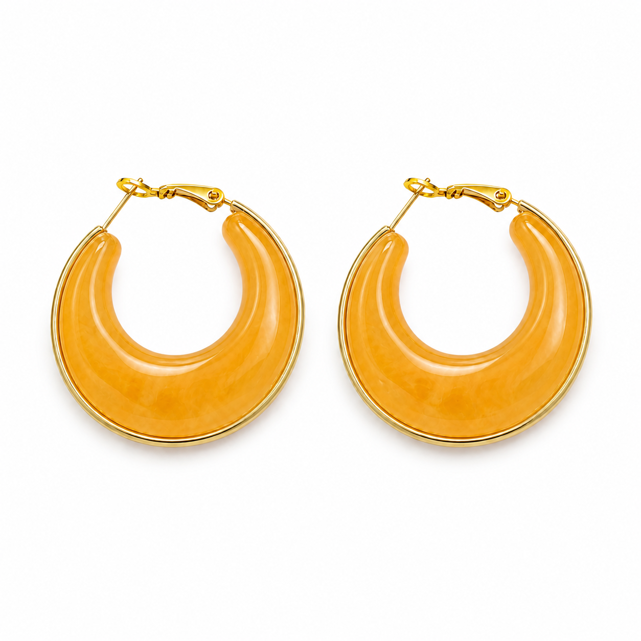 Aquarelle Resin Hoops σε Orange από ρητίνη και ατσάλι σε λευκό φόντο