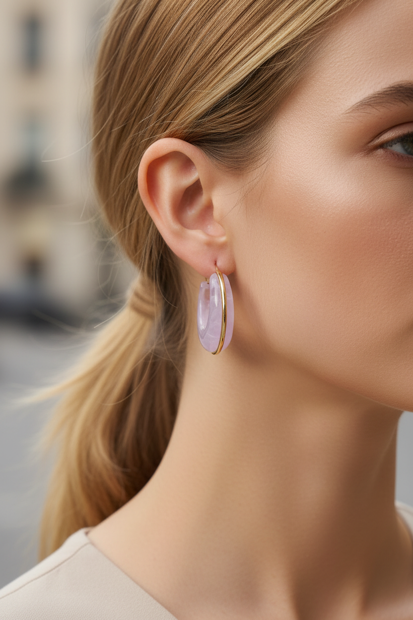 Φορεμένα Aquarelle Resin Hoops σε Purple από ρητίνη και ατσάλι