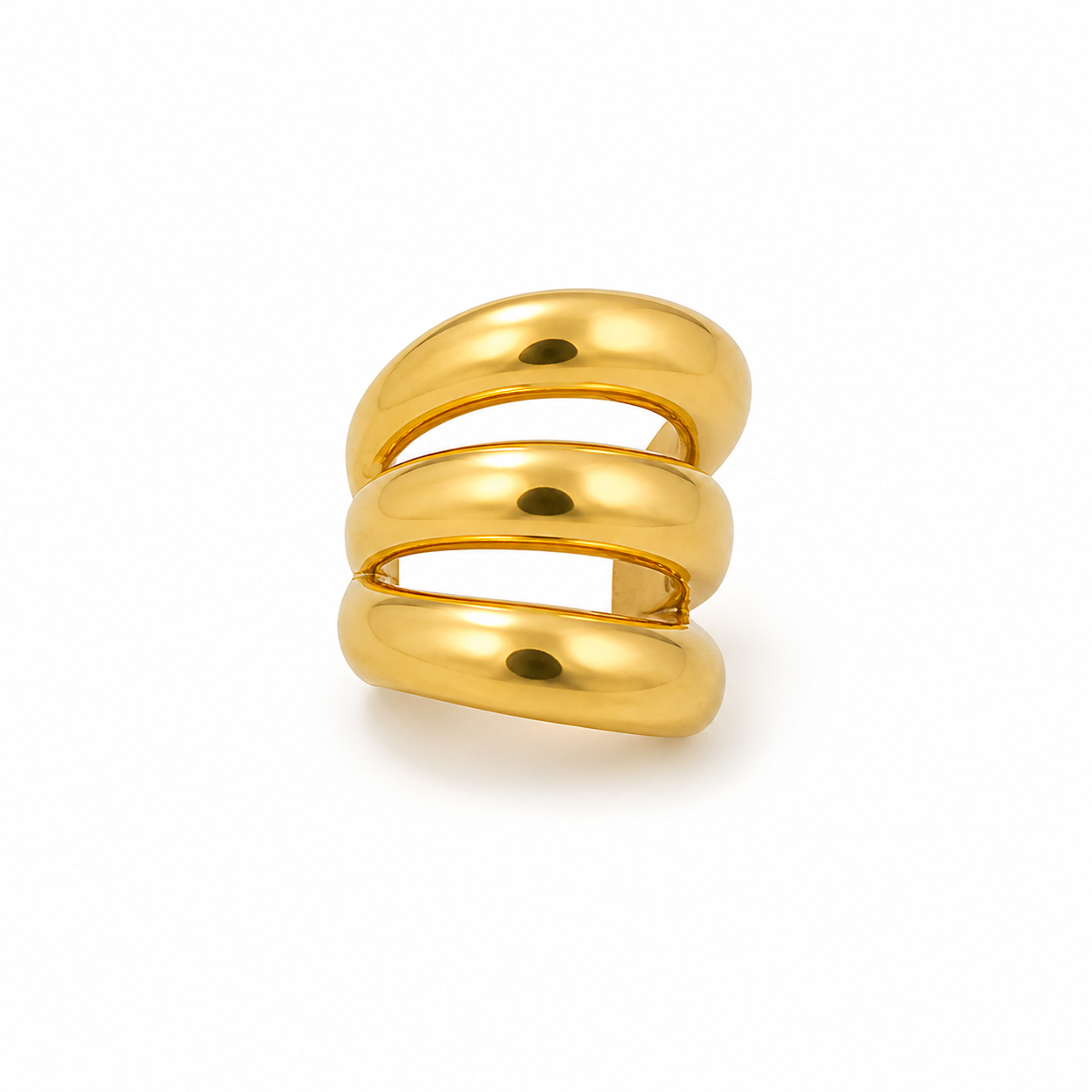 Arc Trio ear cuff ατσάλινο χρυσό τριπλό σκουλαρίκι χωρίς τρύπα σε λευκό φόντο