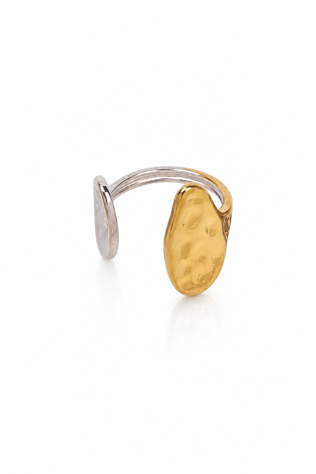 Ατσάλινο διχρωμο δαχτυλίδι Arven Dual Ring σε χρυσό και ασημί σε λευκό φόντο So Cute by Dimi