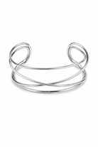 Ατσάλινο cuff βραχιόλι Flow Line σε ασημί με minimal καμπύλες γραμμές So Cute by Dimi
