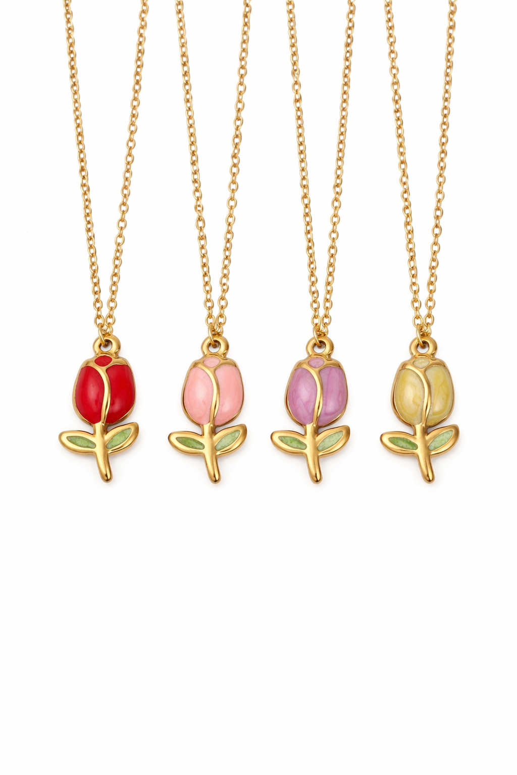ατσάλινο κολιέ με λουλούδι enamel χρυσό roselle bloom necklace colorful floral pendant
