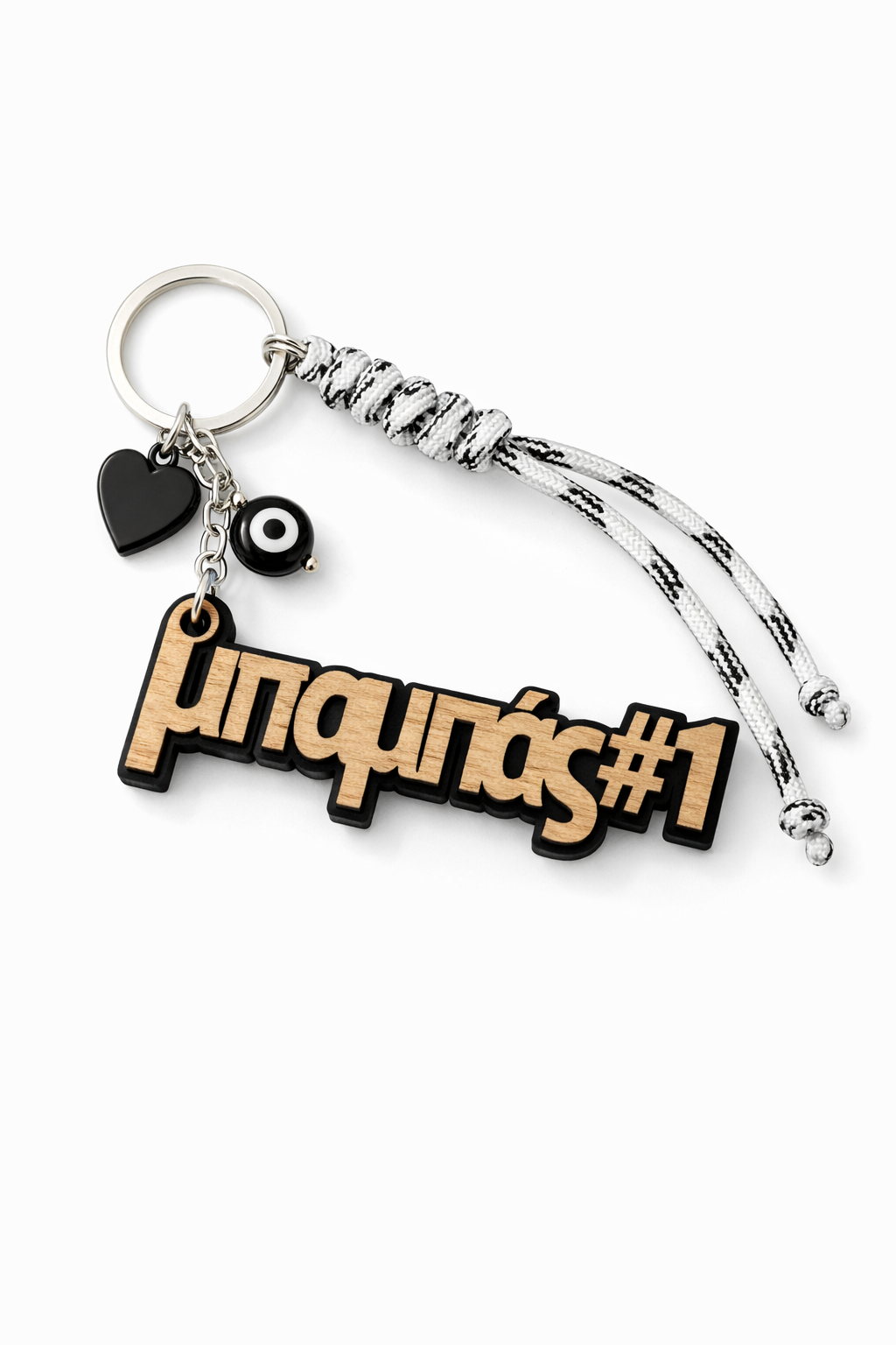 bag charm μπαμπάς #1 ξύλο μαύρο πλεξιγκλάς μακραμέ κορδόνι ανδρικό δωρο So Cute by Dimi