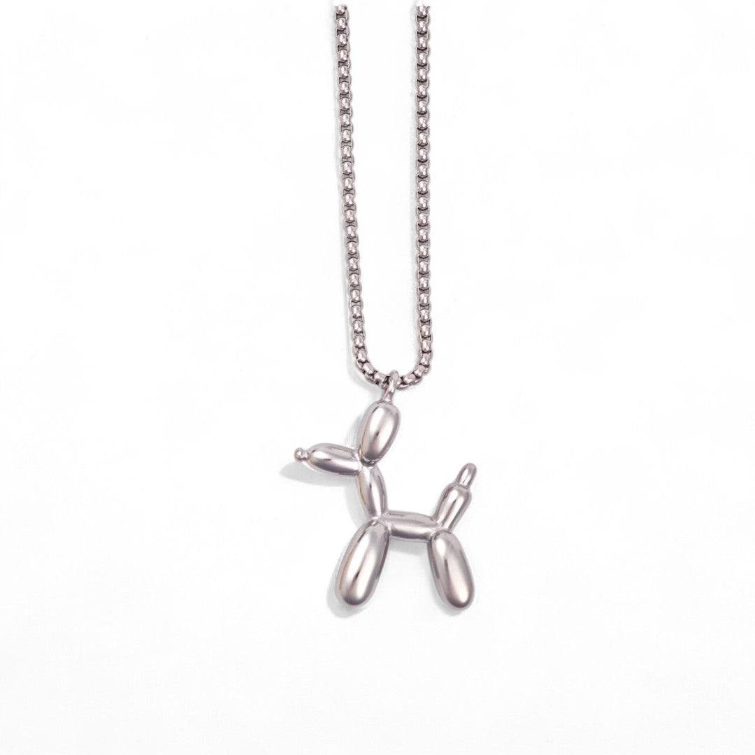Κολιέ από ατσάλι με balloon dog charm σε  ασημί – So Cute by Dimi