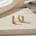 Ατσάλινα mini σκουλαρίκια κρίκοι Sparkle με ζιργκόν σε χρυσό ή ασημί – So Cute by Dimi