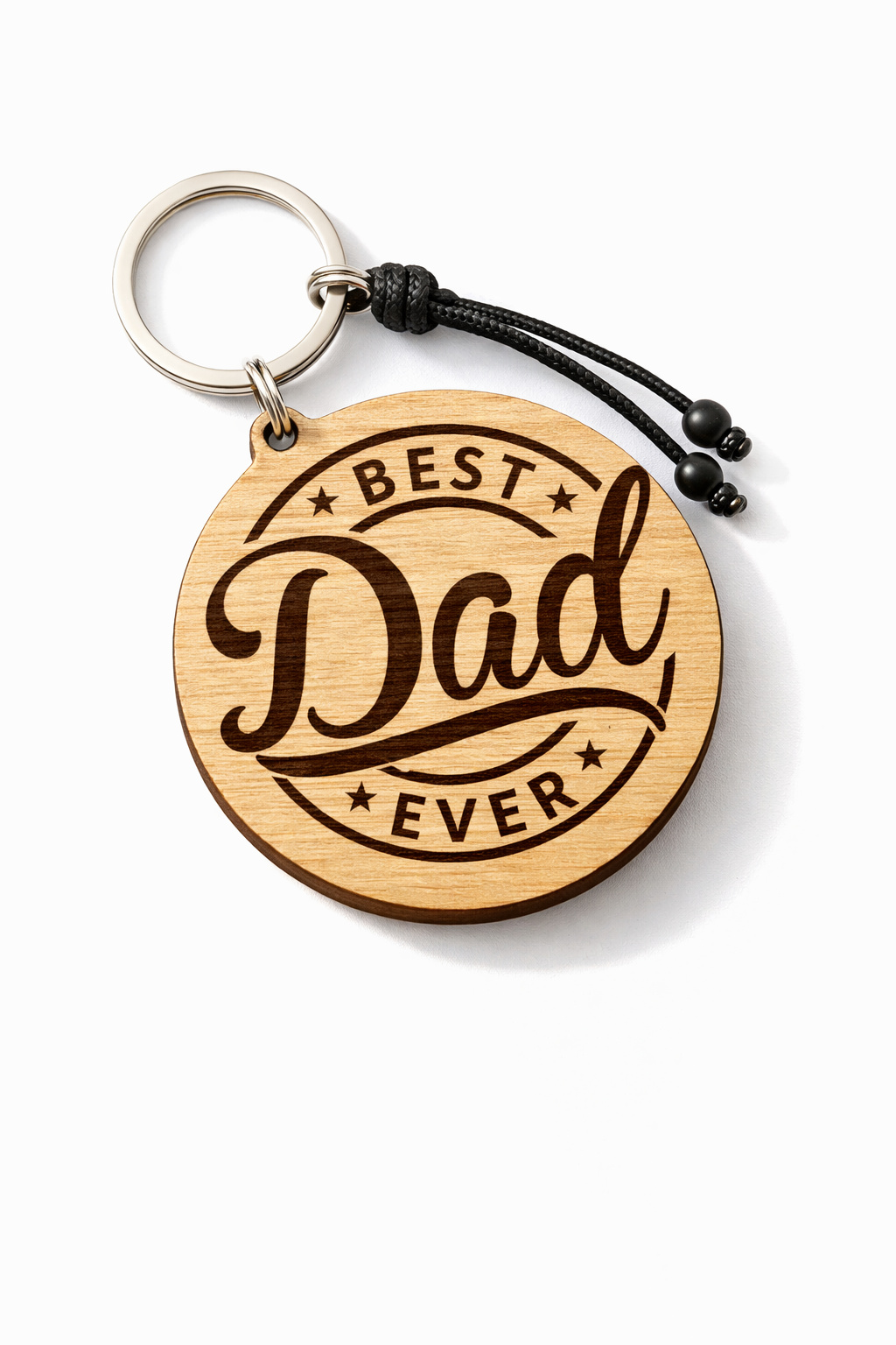 ξύλινο μπρελόκ best dad ever με χάραξη στρογγυλό δώρο για μπαμπά so cute by dimi